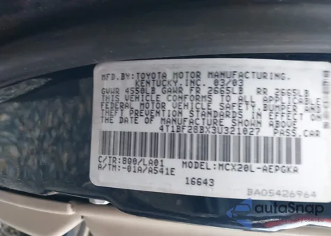 2003 Toyota Avalon Xl/Xls from USA, damaged, VIN 4T1BF28BX34321027